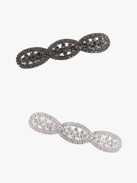 Natasha Crystal Barrette two crystal barrettes on light gray background