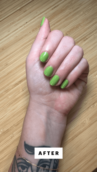 McGrath's hand after applying the Chanel L'Huile Camlia Oil